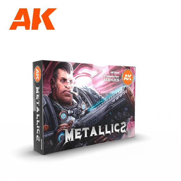 AK Acrylic - Metallics Set
