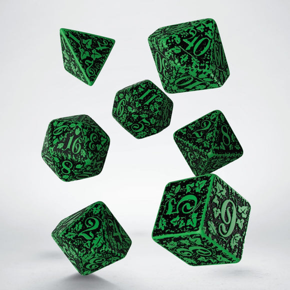 Q-workshop: Forest 3D Green & black Dice Set (7)