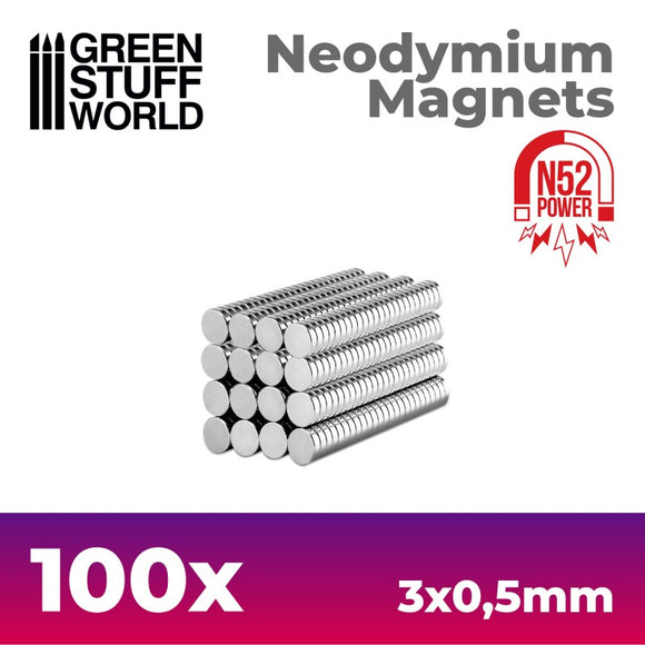 Green Stuff World: Neodymium Magnets 3x0'5mm - 100 units (N52)
