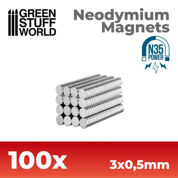 Green Stuff World: Neodymium Magnets 3x0'5mm - 100 units (N35)