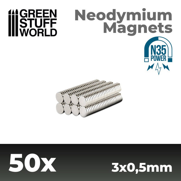 Green Stuff World: Neodymium Magnets 3x0'5mm - 50 units (N35)