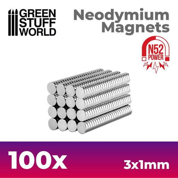 Green Stuff World: Neodymium Magnets 3x1mm - 100 units (N52)