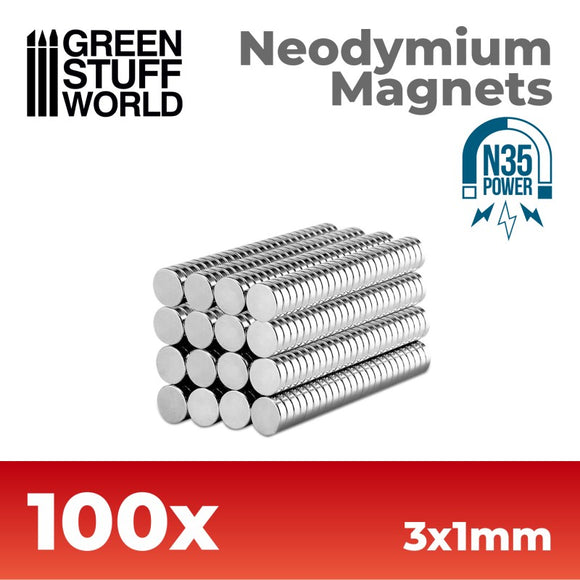 Green Stuff World: Neodymium Magnets 3x1mm - 100 units (N35)