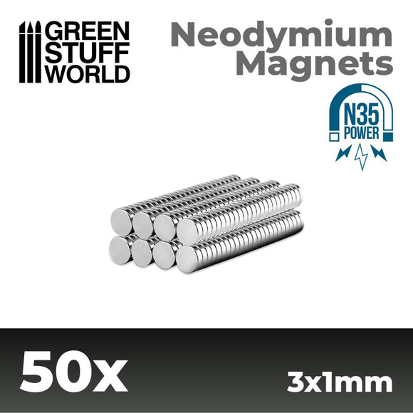 Green Stuff World: Neodymium Magnets 3x1mm - 50 units (N35)