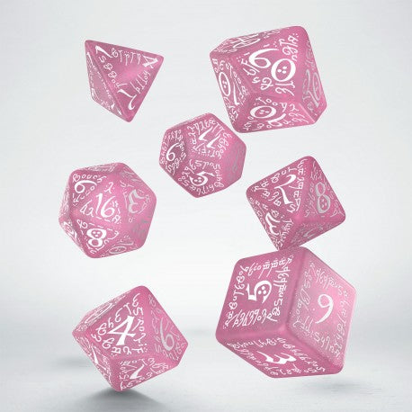 Q-workshop: Elvish Shimmering pink & White Dice Set