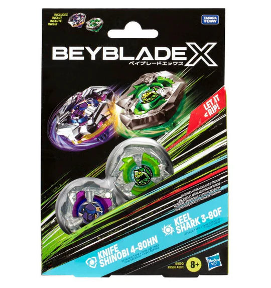 Beyblade X Knife Shinobi 4-80HN and Keel Shark 3-80F