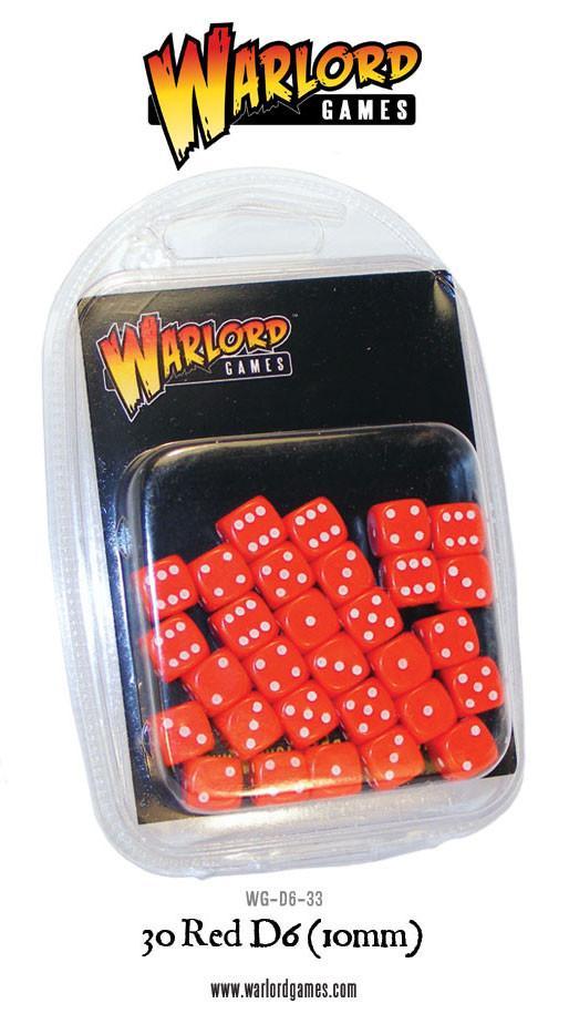 Warlord Games: 30 Red D6 (10mm)