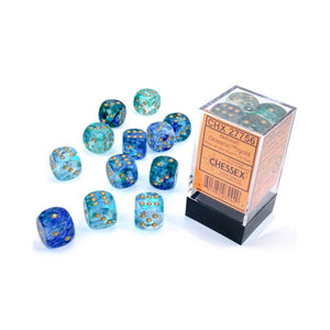 Chessex d6 Cube - Oceanic/Gold Luminary