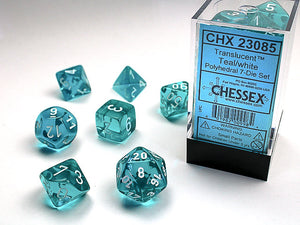 Chessex Polyhedral 7-Die Set: Translucent - Teal/White