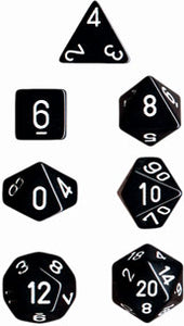 Chessex Opaque Polyhedral 7-dice Set: Black/White