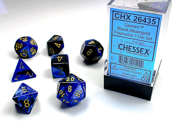 Chessex Gemini Black-Blue/Gold Polyhedral 7-Die Set