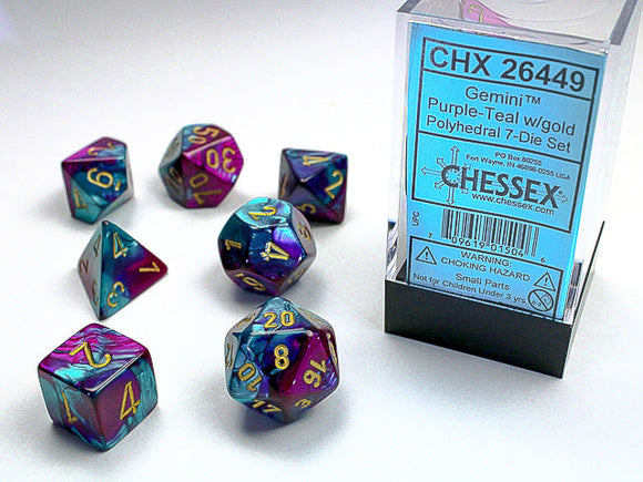 Chessex Gemini Purple-Teal/Gold Polyhedral 7-Die Set