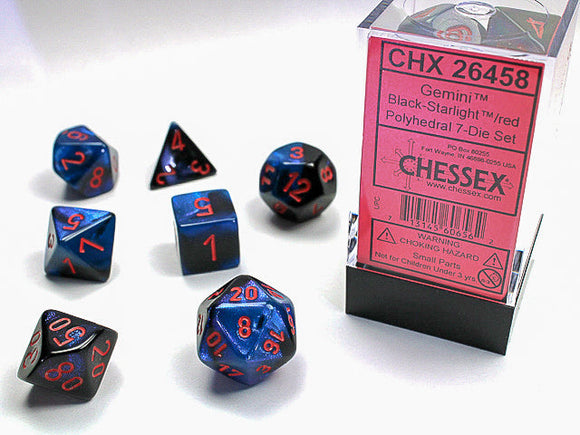 Chessex Gemini Black-Starlight/Red Polyhedral 7-Die Set