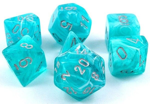 Chessex Cirrus Polyhedral 7-dice Set: Aqua/Silver
