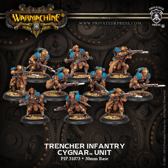 Warmachine Cygnar: Trencher Infantry with Three Weapon Attachments Unit Box (13)