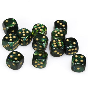 Chessex d6 Cube - Scarab Jade/gold