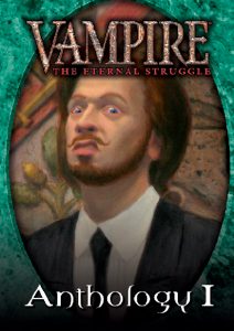 Deckbox cover for the Anthology I set for Vampire: The Eternal Struggle (VTES) from Black Chantry Productions.