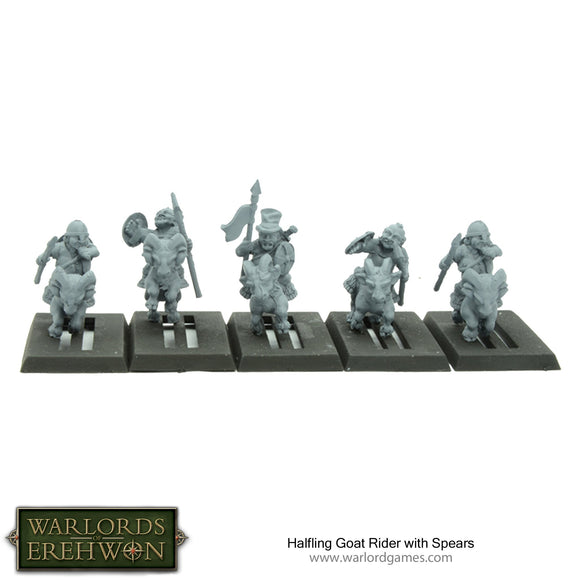 Warlords of Erehwon: Halfling Goat Rider with Spears