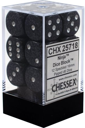 Chessex 16mm D6: Speckled Black with White Pips
