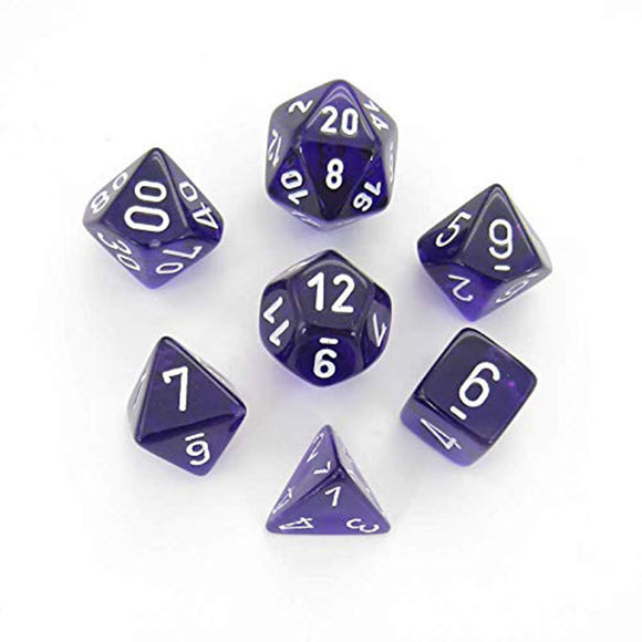 Chessex Polyhedral 7-Die Set: Translucent Purple with White