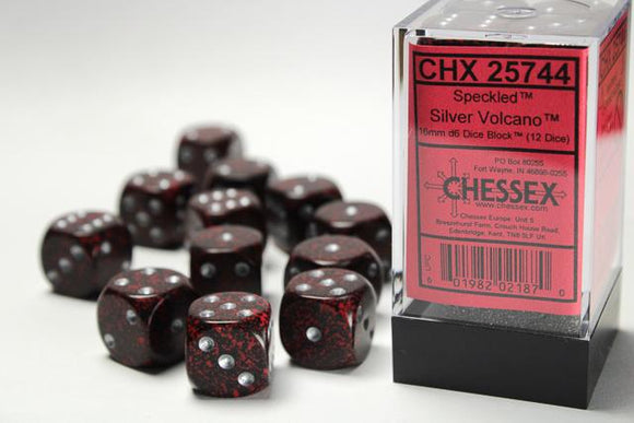 Chessex d6 Cube - Speckled Silver Volcano
