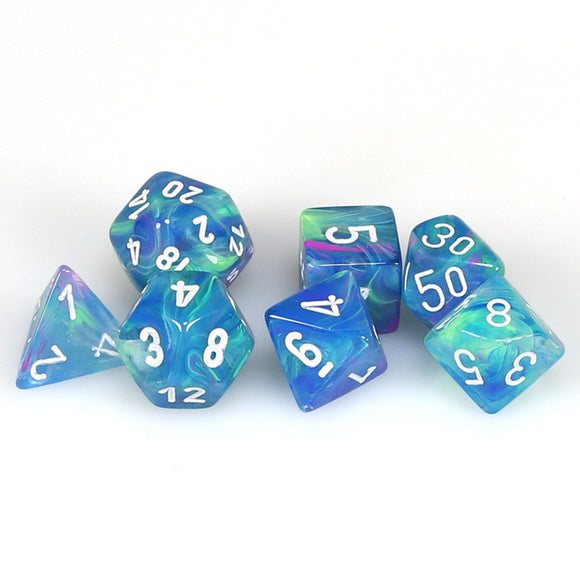 Chessex Festive - Waterlily/White - Polyhedral 7-Die Set