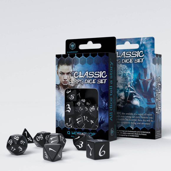 Q-workshop: Classic RPG Black & White Dice Set (7)