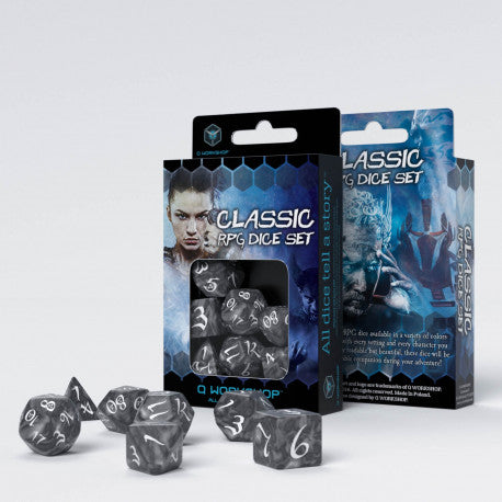 Q-workshop: Classic RPG Smoky & white Dice Set (7)