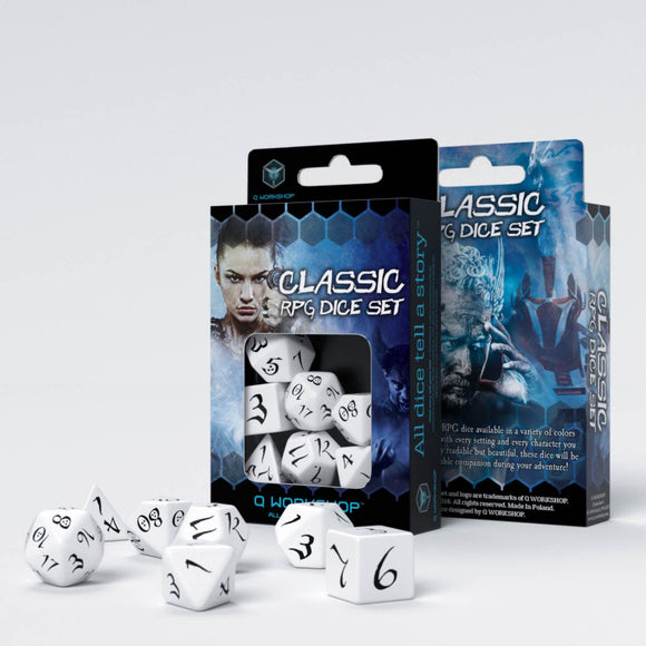 Q-workshop: Classic RPG White & Black Dice Set (7)