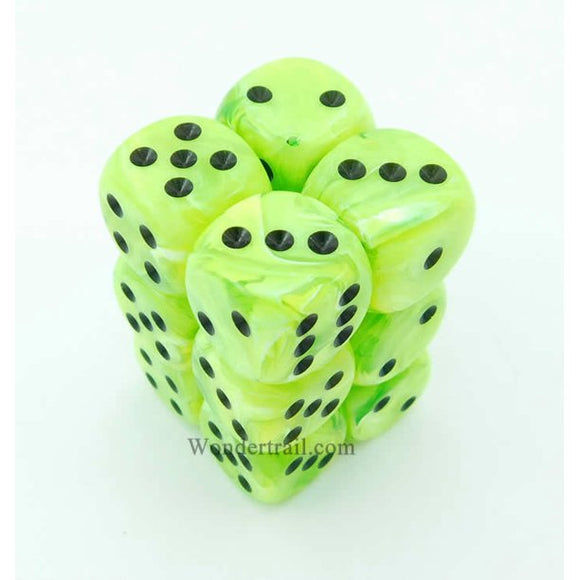 Chessex d6 Cube - Vortex Bright Green/Black