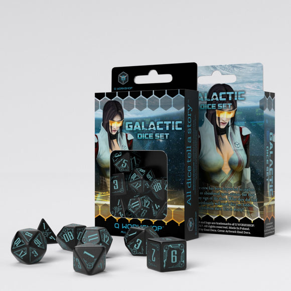 Q-workshop: Galactic Black & blue Dice Set (7)