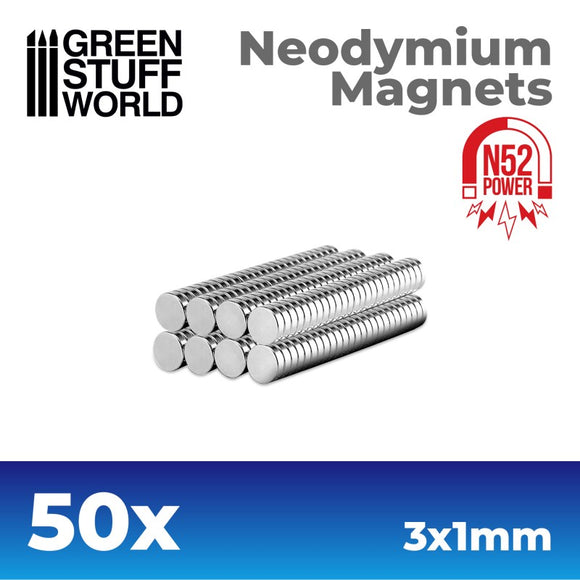 Green Stuff World: Neodymium Magnets 3x1mm - 50 units (N52)