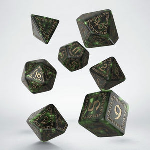 Q-workshop: Runic Bottle-green & gold Dice Set