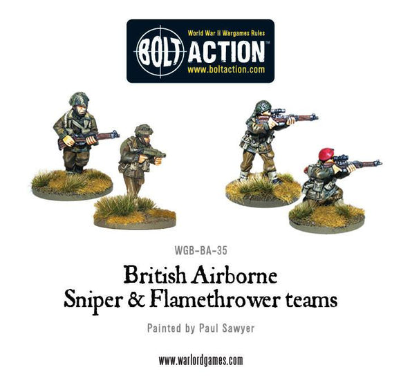 Bolt Action: British Airborne Flamethrower and Sniper teams