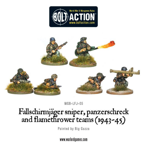 Bolt Action: Fallschirmjager sniper, panzerschreck and flamethrower teams (1943-45)